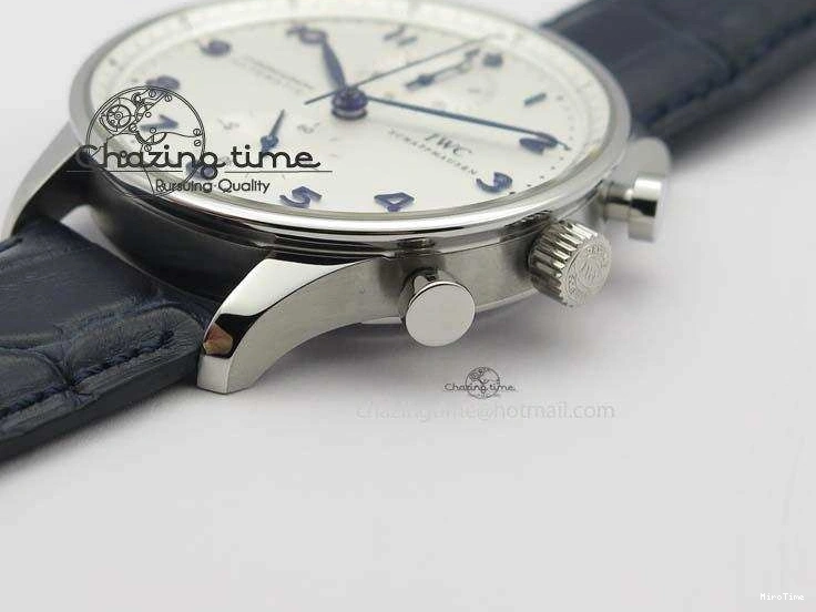 MIROTIME 0424 UrbanStyle Portuguese IW371446 ZF 1:1 Best Edition SS White Dial Blue Markers On Blue Leather Strap  A79350 V 7270
